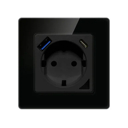 Avatto Έξυπνη Πρίζα WiFi με USB Type A και USB Type C Μαύρη