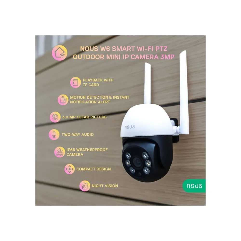 Nous W6 smart Tuya Wi-Fi PTZ (rotatable) outdoor IP camera (3MP) - Image 2