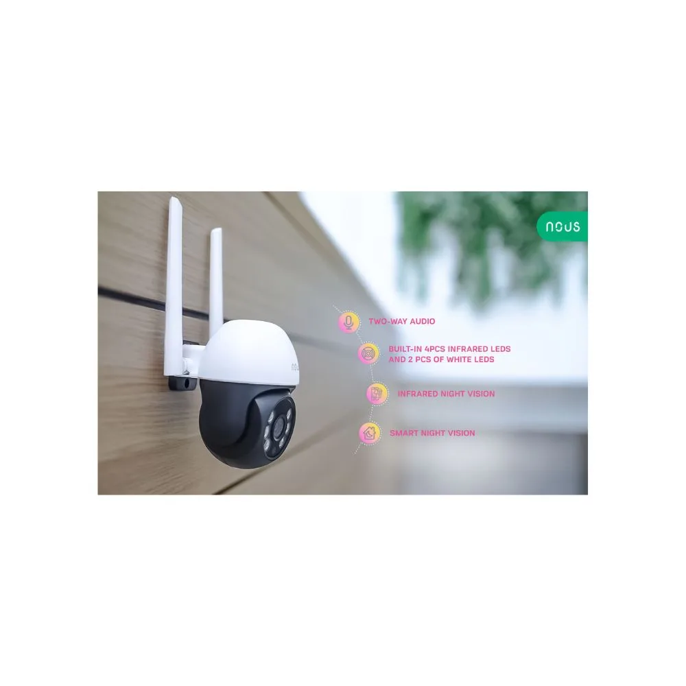 Nous W6 smart Tuya Wi-Fi PTZ (rotatable) outdoor IP camera (3MP) - Image 3