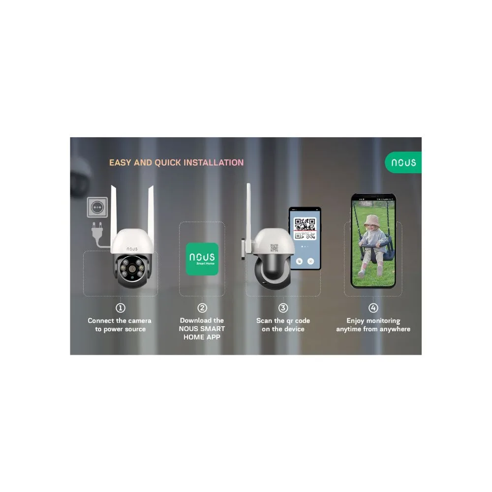 Nous W6 smart Tuya Wi-Fi PTZ (rotatable) outdoor IP camera (3MP) - Image 4