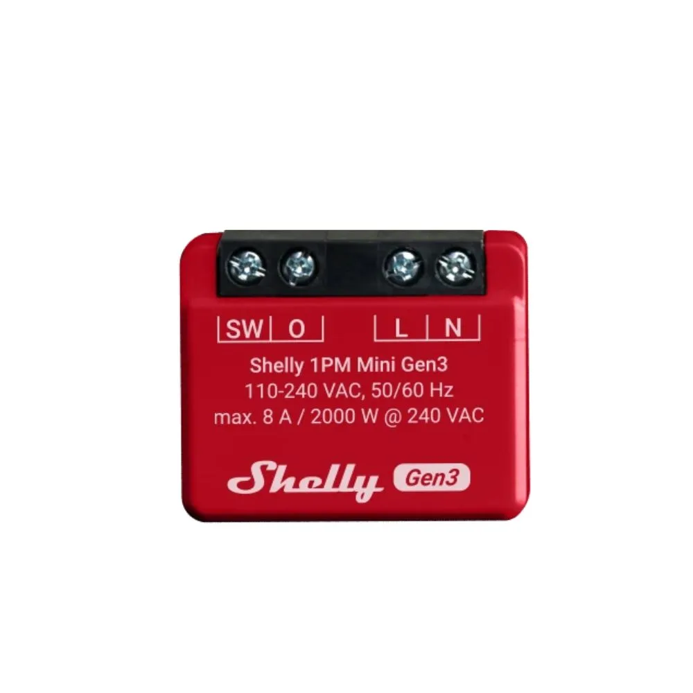 Shelly PLUS 1PM Mini GEN3, single channel WiFi smart relay switch, with power meter (8A) - Image 2