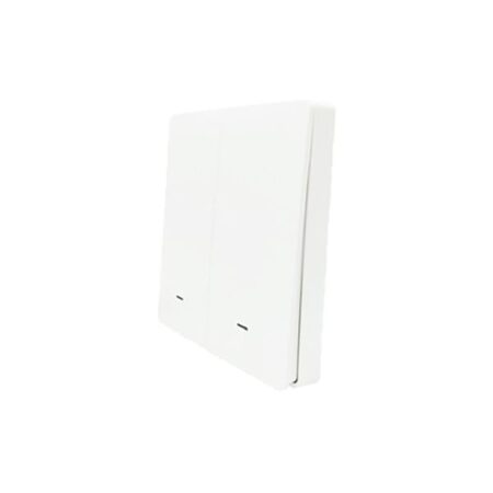 SmartWise BRFW2, a 2-button wireless RF wall switch, with white front panel