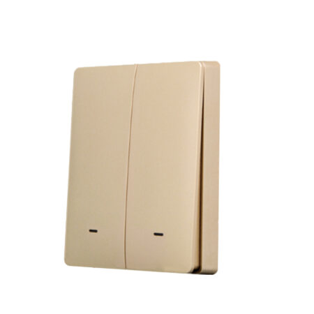 SmartWise BRGD2, a 2-button wireless RF wall switch, with gold colour front panel