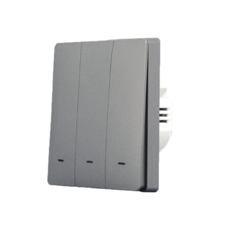 SmartWise B63 UNI Wi-Fi + eWeLink-Remote, 3-gang smart wall switch, universial wiring, physical push-button, grey
